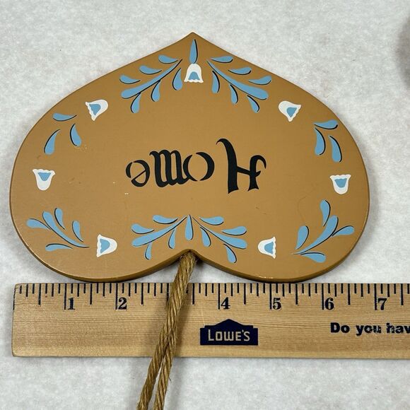 Vtg Wooden Heart Plaques "Bless Our Home" Rope Hanging Country Decor Cottagecore - Picture 5 of 9